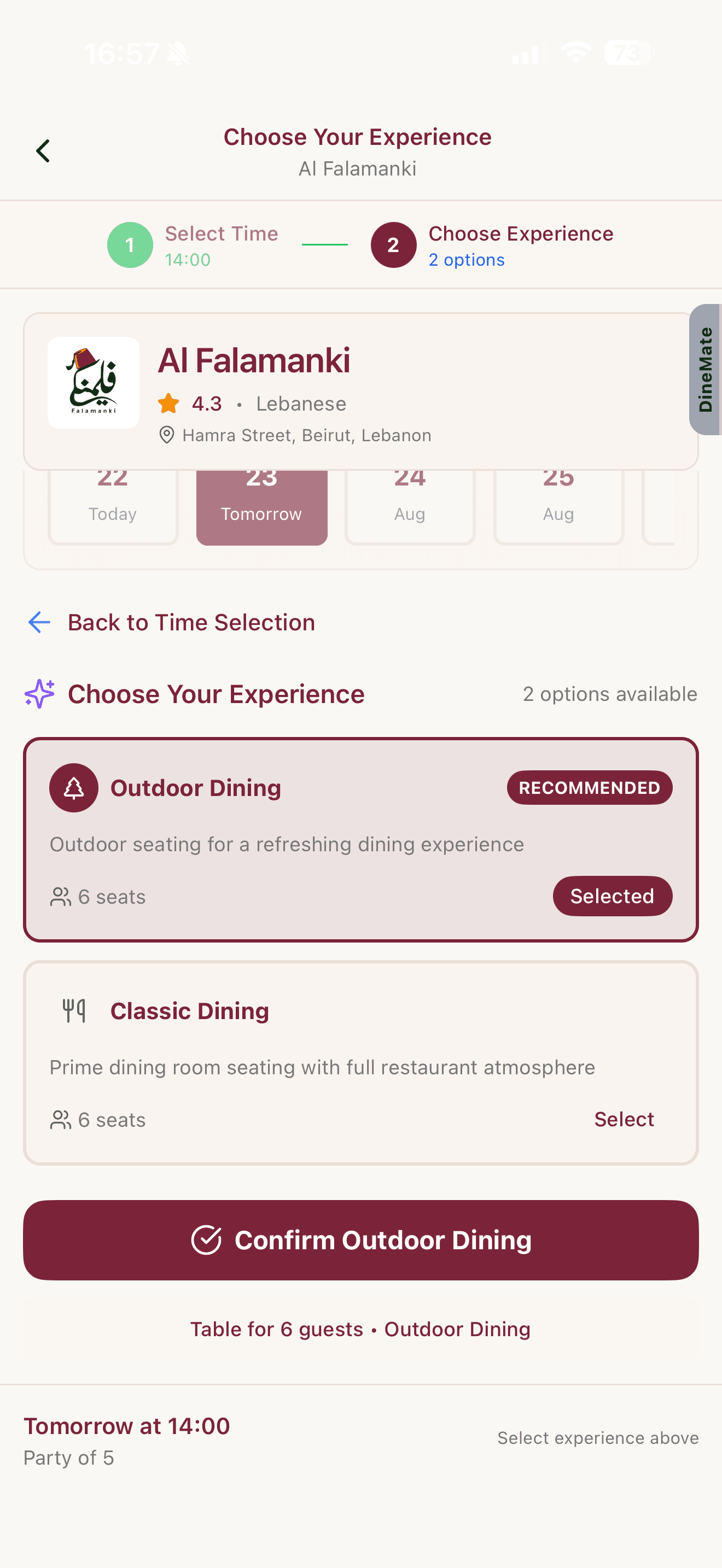 Booking flow